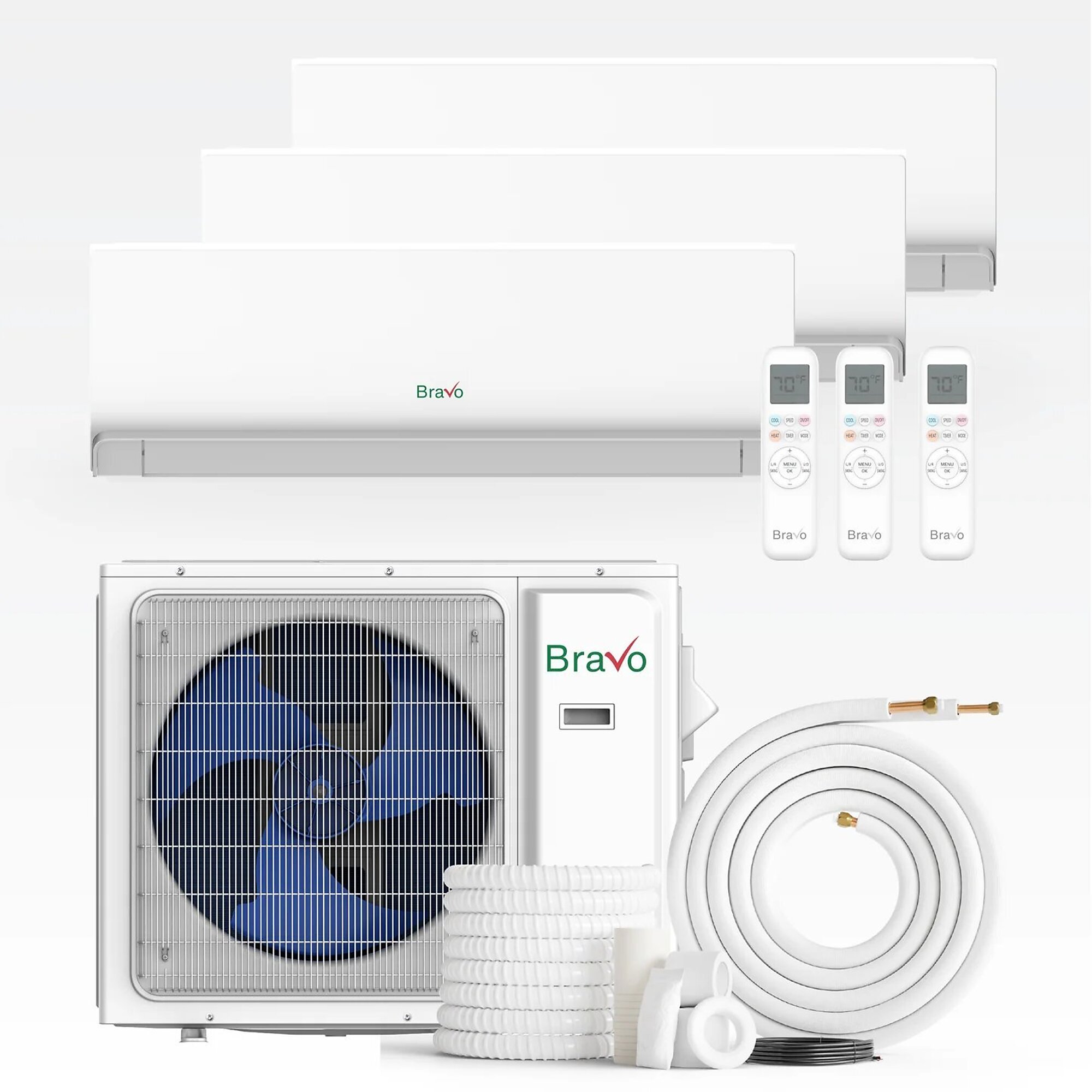 Bravo 3-Zone Mini Split AC & Heat Pump 24000 BTU Wall Mount 9K+9K+12K